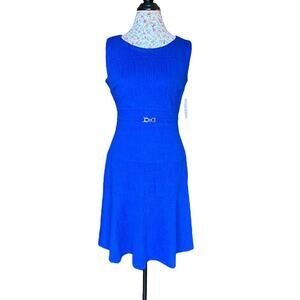 NWT EnFocus Studio Blue Sleeveless Work Office Fit & Flare Dress size 8 Medium